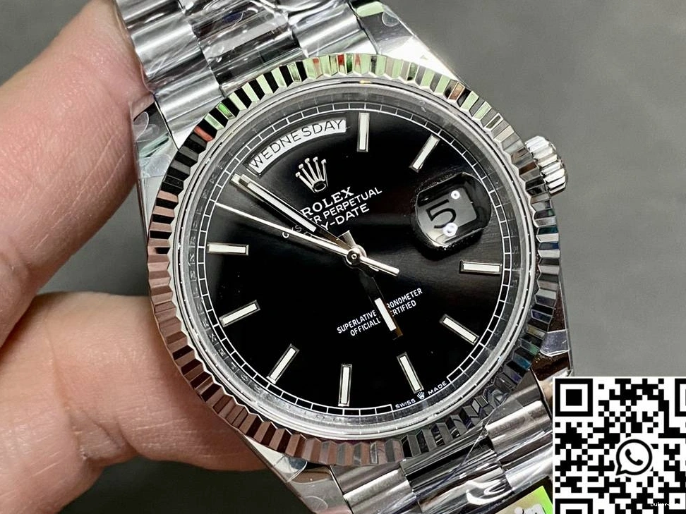 Factory Tungsten QF v5 Day M228239-0004 Date Dial Black Steel Rolex 0315